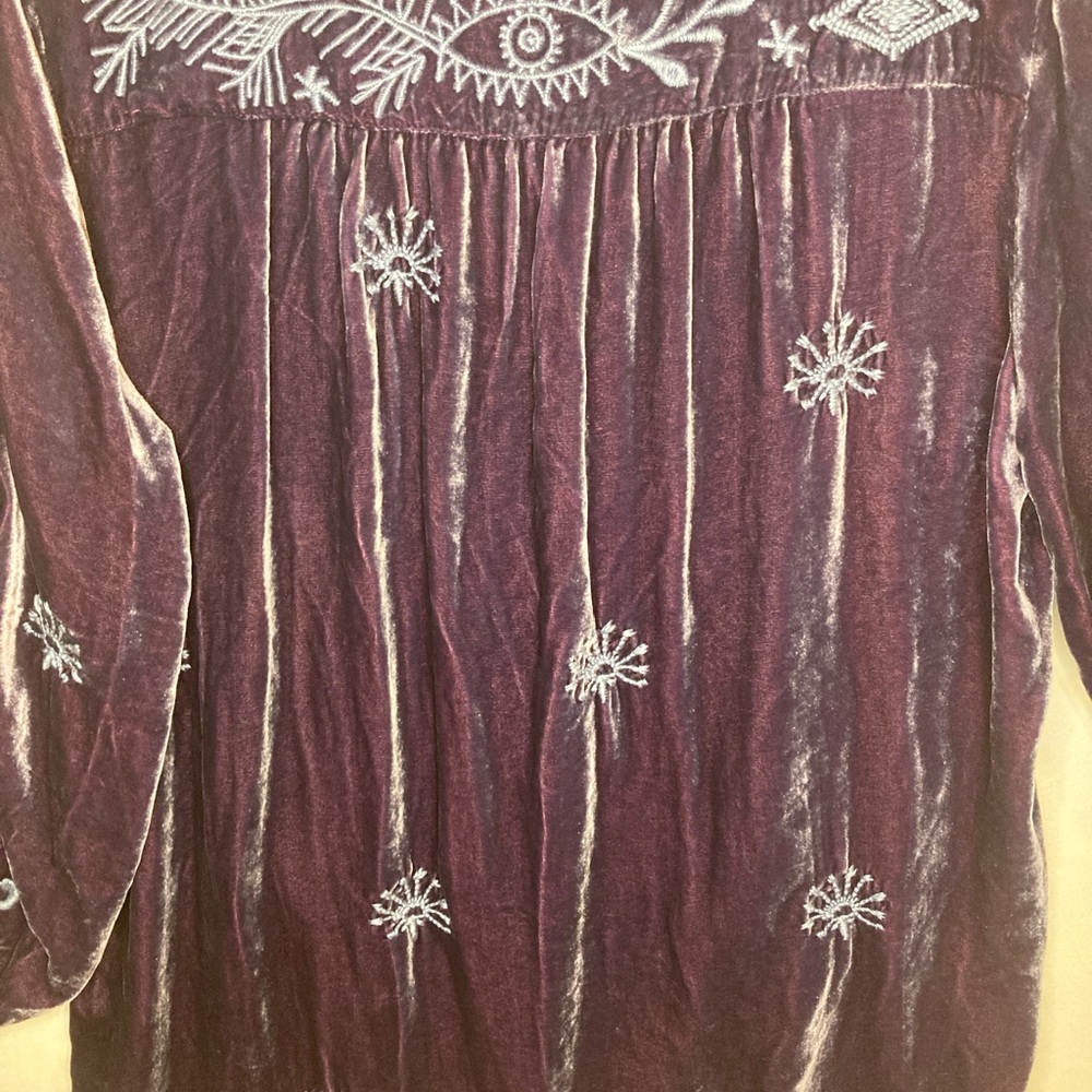 Johnny Was Dylan Velvet Double-tassel Blouse In Iridescent Blue - RARE - Small - Picture 14 of 16
